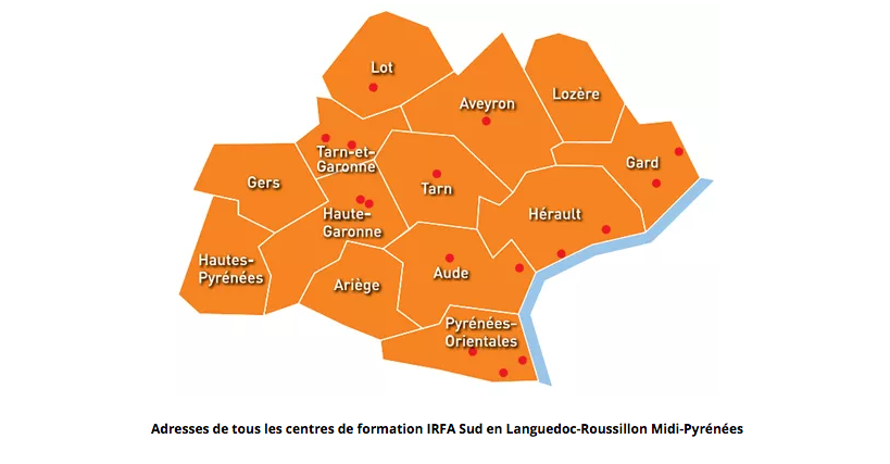 Adresses centres formation IRFA Sud